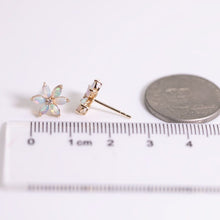 Load image into Gallery viewer, Blossom Stud Earrings Solid Opal 14K Gold Diamond Accents
