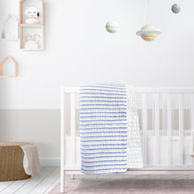 Load image into Gallery viewer, Handmade Blue and White Cotton Quilt Comforter with Striped Pattern