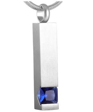 Load image into Gallery viewer, Silver Square Column With Rhinestone Cremation Urn Necklace