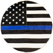 Load image into Gallery viewer, discontinued EL10-017 Official America&#39;s Front Line Thin Blue Line Police Round Blanket Bedding Sofa Couch Throw