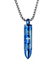 Load image into Gallery viewer, Bullet Engraved With A Cross &amp; The Lord's Prayer English/Spanish Cremation Urn Necklace