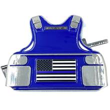 Load image into Gallery viewer, EL2-010 DAVIE FLORIDA Police Department M4 Body Armor 3D self standing Challenge Coin Southwest Ranches Police Thin Blue Line