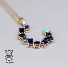 Load image into Gallery viewer, The Moon - Blue Sapphire &amp; Australian Solid Opal Pendant Necklace 18k Yellow Gold