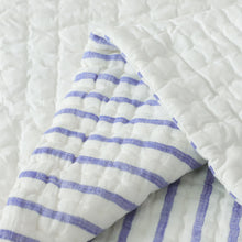 Load image into Gallery viewer, Handmade Blue and White Cotton Quilt Comforter with Striped Pattern