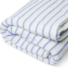 Load image into Gallery viewer, Handmade Blue and White Cotton Quilt Comforter with Striped Pattern
