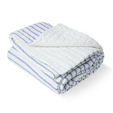 Load image into Gallery viewer, Handmade Blue and White Cotton Quilt Comforter with Striped Pattern