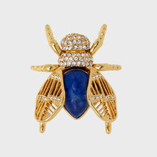 Load image into Gallery viewer, Giant gem bug brooch, lapis lazuli