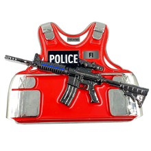 Load image into Gallery viewer, BL16-018 Firearms Instructor Thin Blue Line M4 Body Armor 3D self standing Challenge Coin CBP Police LAPD Chicago ATF FBI FM