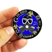 Load image into Gallery viewer, CL6-17 Statue of Liberty Thin Blue Line Police Task Force Biohazard Pandemic Challenge Coin