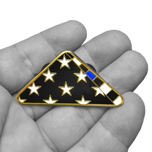 Load image into Gallery viewer, PBX-004-E Thin Blue Line Police Honor Guard Folded US Flag Pin FBI ATF CBP BPD NYPD