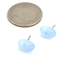 Load image into Gallery viewer, Light Blue Oval Moonglow Stud Minimalist Earrings