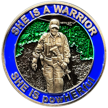 Load image into Gallery viewer, BL6-006 She is a powHERful Warrior thin blue line Police Border Patrol CBP Military Tactical Female Challenge Coin Agent Officer CBP ATF LAPD Deputy Sheriff