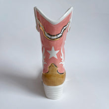 Load image into Gallery viewer, Two Tone Monogrammed Cowboy Boot Vase