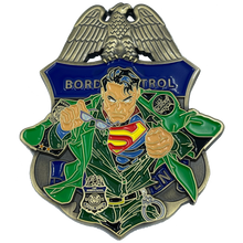 Load image into Gallery viewer, MM-006 CBP Border Patrol Agent BPA Thin Green Line Challenge Coin Man of Steel