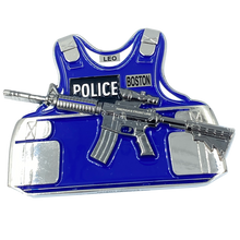 Load image into Gallery viewer, DL9-16 BOSTON M4 Body Armor 3D self standing Challenge Coin BPD Police Department Thin Blue Line