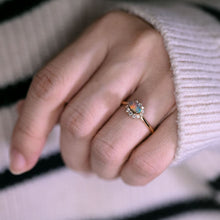 Load image into Gallery viewer, Play of Color Boulder Opal Diamond Halo Engagement Ring 18K Gold