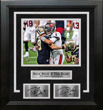 Load image into Gallery viewer, Drew Brees and Tom Brady 8" x 10" Framed Quarterback Legends Football Photo with Engraved Autographs