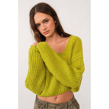 Load image into Gallery viewer, Brat Green Asymmetric Neckline Knit Crop Top Sweater [Available in SM and M]