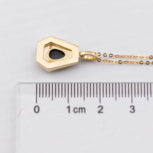 Load image into Gallery viewer, Black Opal Necklace Trapezoid Shaped Pendant 18k Yellow Gold