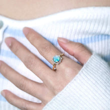 Load image into Gallery viewer, Bright Boulder Opal Halo Diamond Engagement Ring 18K Yellow Gold