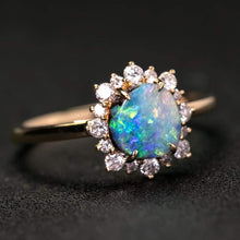 Load image into Gallery viewer, Bright Boulder Opal Halo Diamond Engagement Ring 18K Yellow Gold