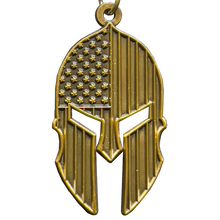 Load image into Gallery viewer, GHKB-1G Gladiator Patriot American Flag Spartan Helmet Keychain Military Veteran Antique Bronze