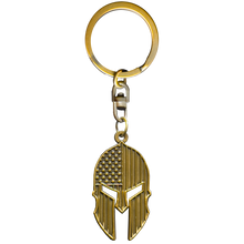 Load image into Gallery viewer, GHKB-1G Gladiator Patriot American Flag Spartan Helmet Keychain Military Veteran Antique Bronze