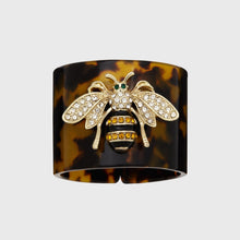 Load image into Gallery viewer, Stripey bee resin napkin rings, tortoiseshell, set of four