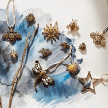 Load image into Gallery viewer, Jeweled insect hanging ornaments, set of three