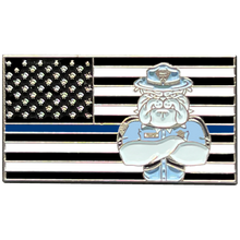 Load image into Gallery viewer, PBX-003-i Massachusetts State Police BULLDOG MSP Trooper Thin Blue Line Flag Lapel Pin