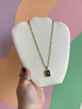 Load image into Gallery viewer, Emerald Cut Gem Charm Necklace