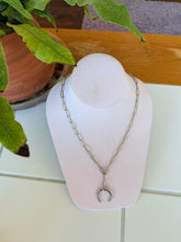 Load image into Gallery viewer, Rainbow Gem Crescent Charm Necklace