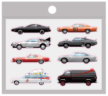Load image into Gallery viewer, DL11-07 Legendary Iconic Movie TV Cars 1980 Edition 8 pins 80's set collection Knight Rider Back to the Future Mad Max Starsky and Hutch A-Team Ghost Busters James Bond Dukes of Hazzard