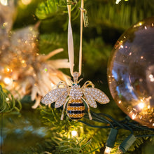 Load image into Gallery viewer, Stripey bee hanging ornament