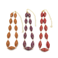 Load image into Gallery viewer, Cherry Red &amp; Gold Lame' Beaded Amelia Necklace