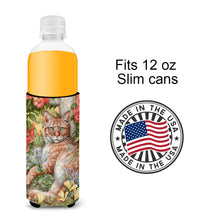 Load image into Gallery viewer, Tabby In The Roses by Debbie Cook Slim Can Hugger – Fun &amp; Functional Drink Coolers CDCO0027MUK
