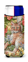 Load image into Gallery viewer, Tabby In The Roses by Debbie Cook Slim Can Hugger – Fun &amp; Functional Drink Coolers CDCO0027MUK