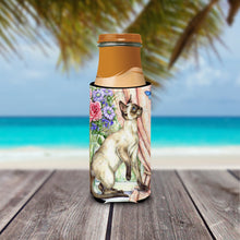 Load image into Gallery viewer, Siamese cat with Butterfly Slim Can Hugger – Fun &amp; Functional Drink Coolers CDCO0036MUK