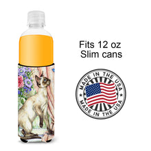 Load image into Gallery viewer, Siamese cat with Butterfly Slim Can Hugger – Fun &amp; Functional Drink Coolers CDCO0036MUK
