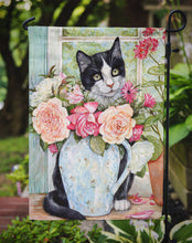 Load image into Gallery viewer, Black and White Rose Cat Garden Flag – Decorative Outdoor Yard Flag CDCO0176GF