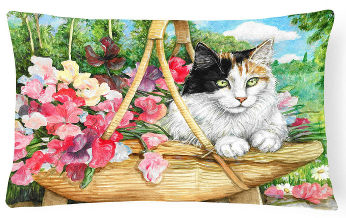 Cat In Basket Fabric Decorative Pillow CDCO0178PW1216