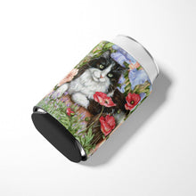 Load image into Gallery viewer, Black and White Cat in Poppies Can or Bottle Hugger CDCO0231CC