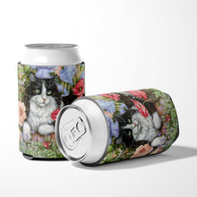 Load image into Gallery viewer, Black and White Cat in Poppies Can or Bottle Hugger CDCO0231CC