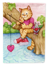 Load image into Gallery viewer, Valentine Cat Fishing For Love Garden Flag – Decorative Outdoor Yard Flag CDCO0320GF