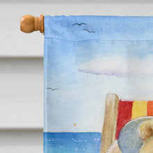 Load image into Gallery viewer, Summer Teddy Bear and Cat on Beach Flag Canvas House Size CDCO0336CHF
