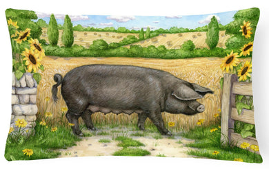Black Pig with Sunflowers Fabric Decorative Pillow CDCO0373PW1216