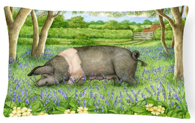Pig In Bluebells by Debbie Cook Fabric Decorative Pillow CDCO0377PW1216