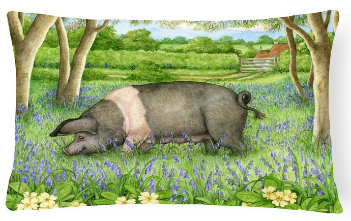 Pig In Bluebells by Debbie Cook Fabric Decorative Pillow CDCO0377PW1216