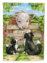 Load image into Gallery viewer, Bull and Pup Friends by Debbie Cook Flag Canvas House Size CDCO0378CHF