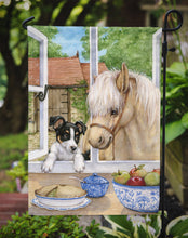 Load image into Gallery viewer, Jack Russel Puppy and Foal Horse Garden Flag – Decorative Outdoor Yard Flag CDCO0379GF